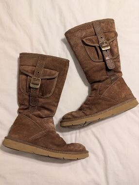 UGG Australia Retro Tall Cargo Boots Chestnut Brown Size 8